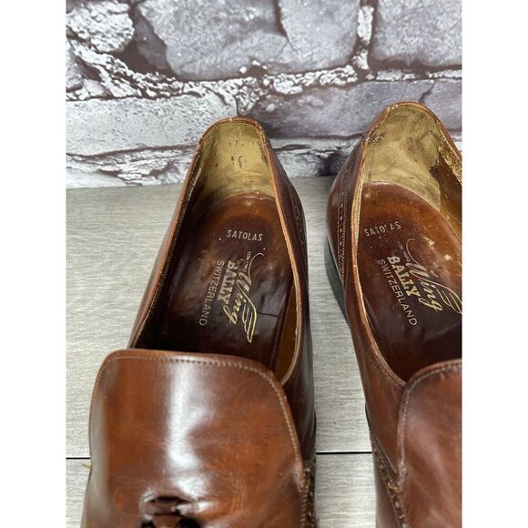 Bally Satolas Brown Leather Wingtip Tassel Loafer Dress Shoes Men Sz 10M US/43EU main image 8